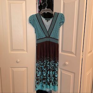 City Triangles Brown And Teal Blue Dress (Size S)